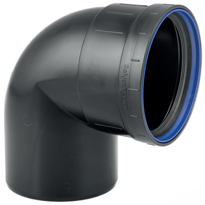 PP bocht zwart manchet / spie 110 mm 90°
