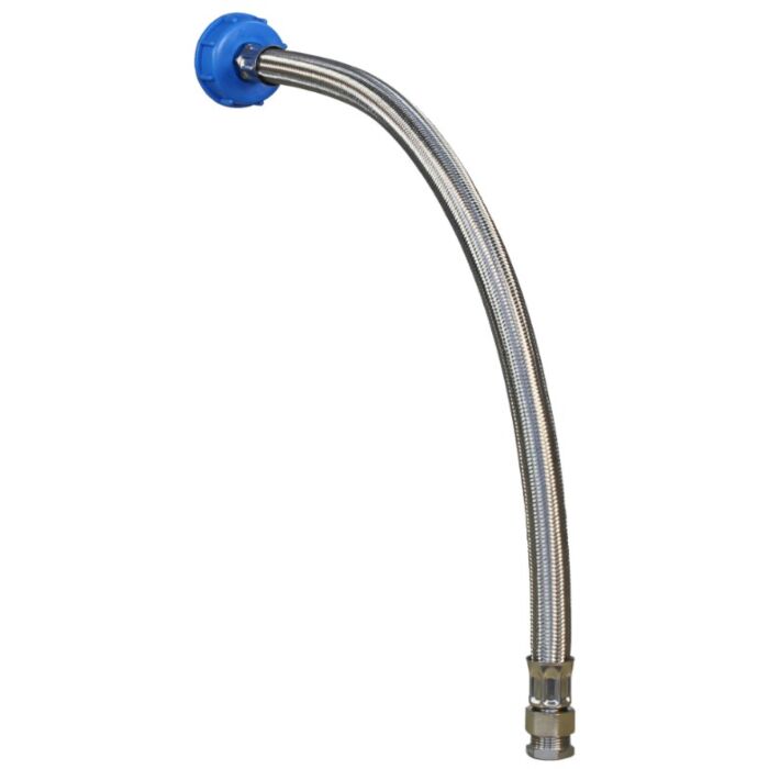 Suevia aansluitslang RVS om drinkbak aan te sluiten op IBC container. Suevia aansluitslang RVS om drinkbak aan te sluiten op IBC container.