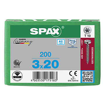 Spax spaanplaatschroeven T-STAR cilinderkop RVS A2 voldraad