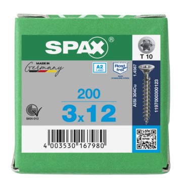 Spax spaanplaatschroeven T-STAR RVS A2 voldraad