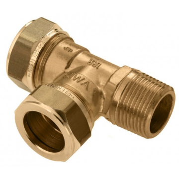 Bonfix messing T-stuk knel x knel x con buitendraad